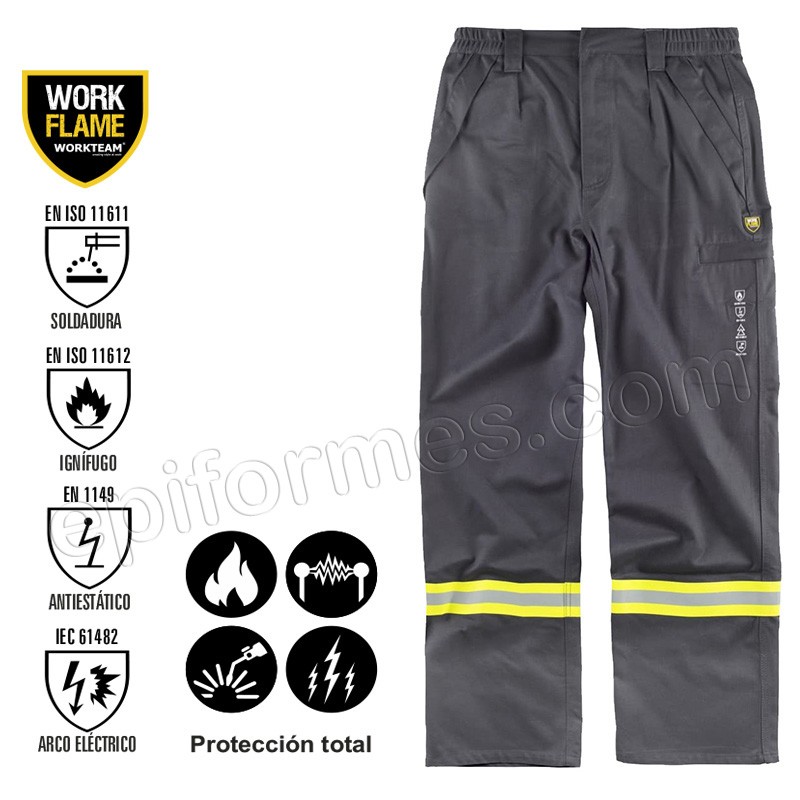 Pantalón de trabajo, ignífugo protección total