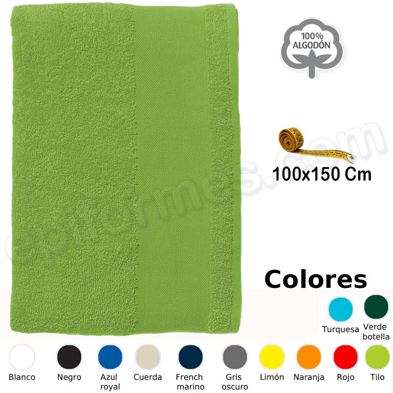 Toalla algodón 100x150 Cm en 12 colores