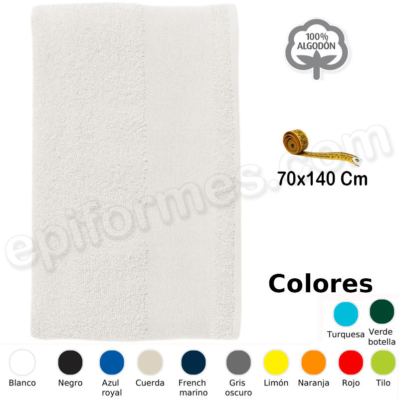 Toalla algodón 70x140 Cm en 12 colores