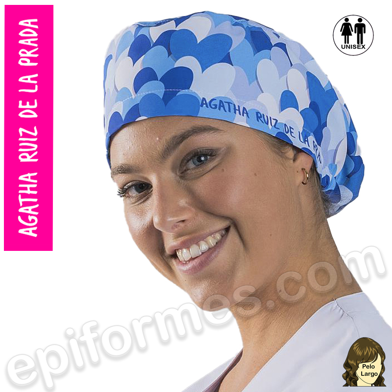 Gorro cirujano Agatha Ruiz de la Prada corazones azul