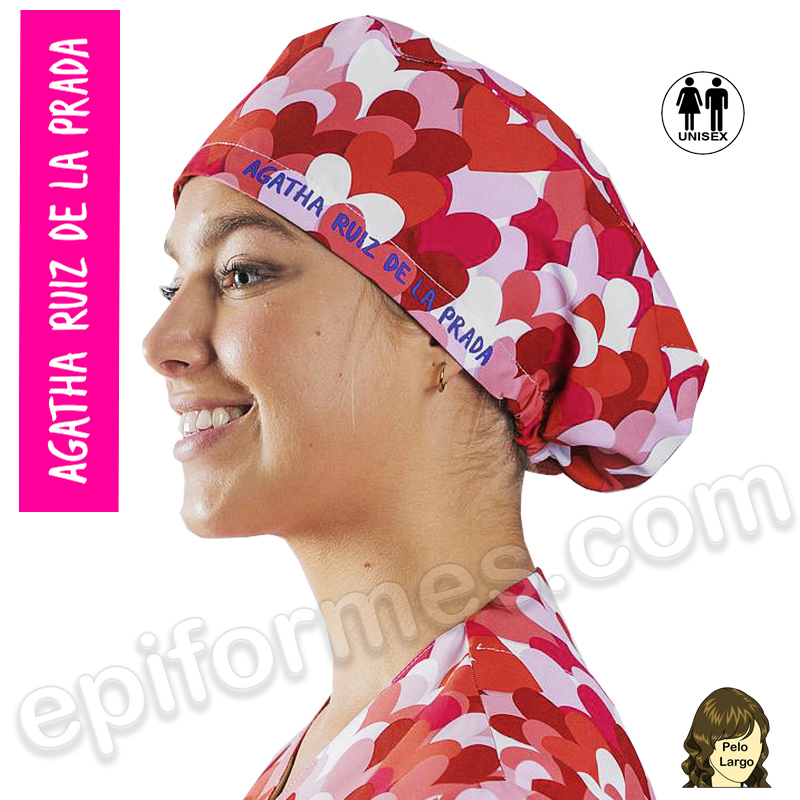 Gorro cirujano Agatha Ruiz de la Prada corazones rojos