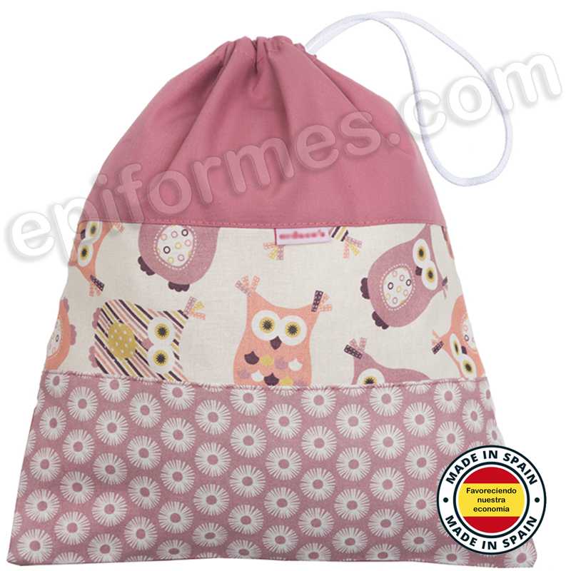 Bolsa de merienda o de muda, estampado buhos