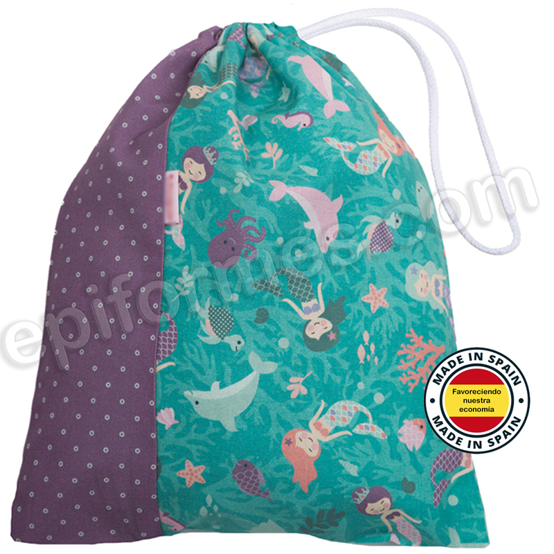 Bolsa de merienda o de muda, estampado sirenas