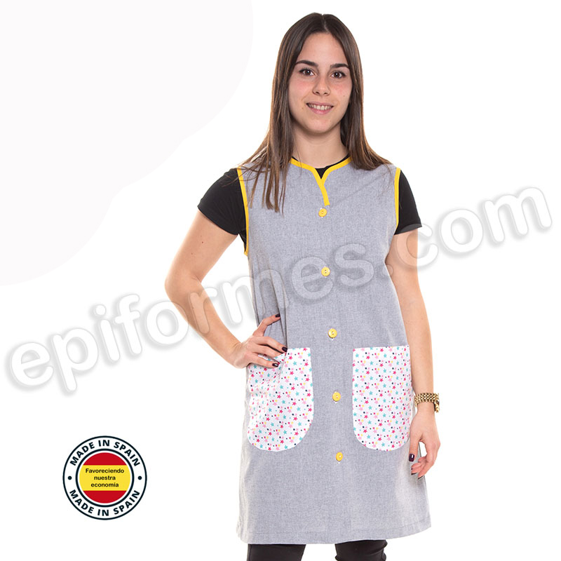 Bata de maestra sin mangas, estrellitas