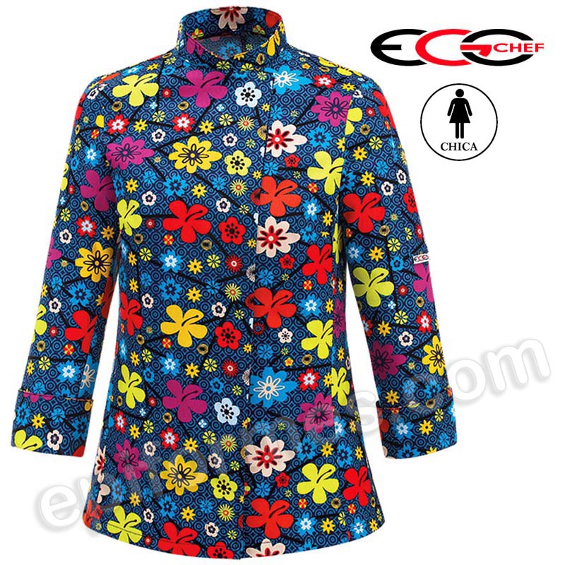 Chaqueta cocinera flores