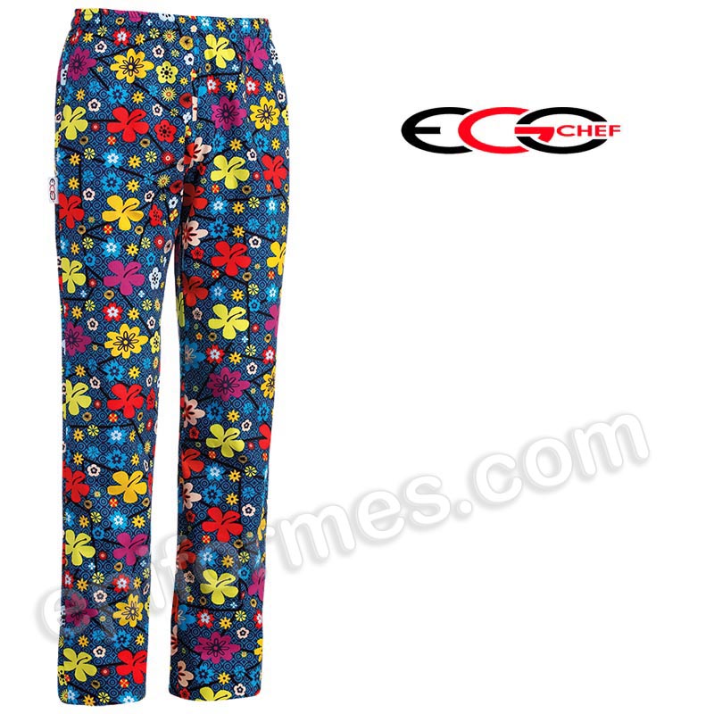 Pantalon chef cocina flores