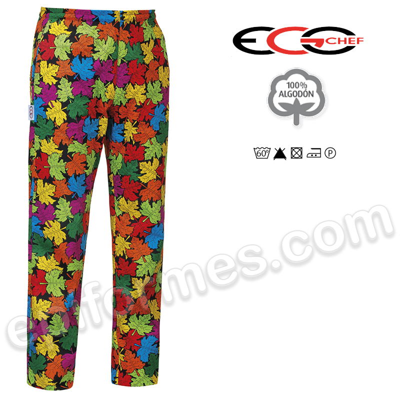 Pantalon chef cocina hojas