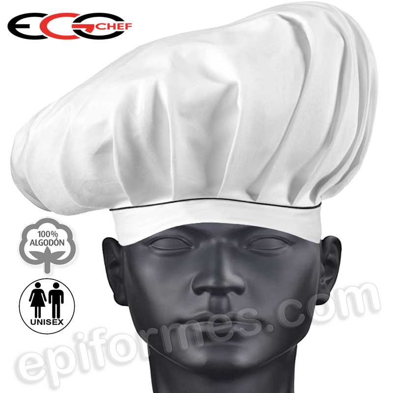 Gorro Cocina  blanco vivo negro