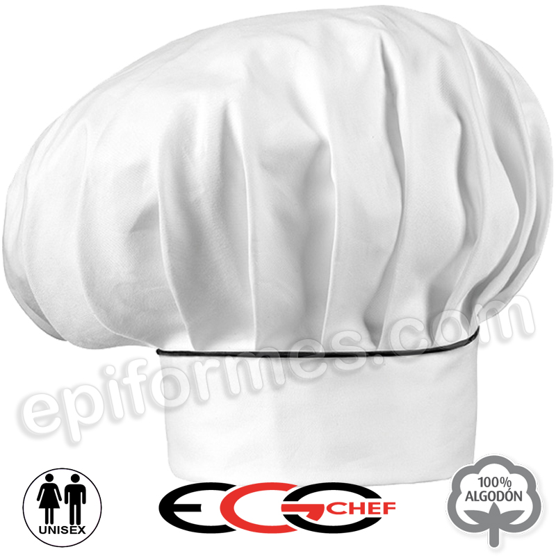 Gorro Cocina  blanco vivo negro