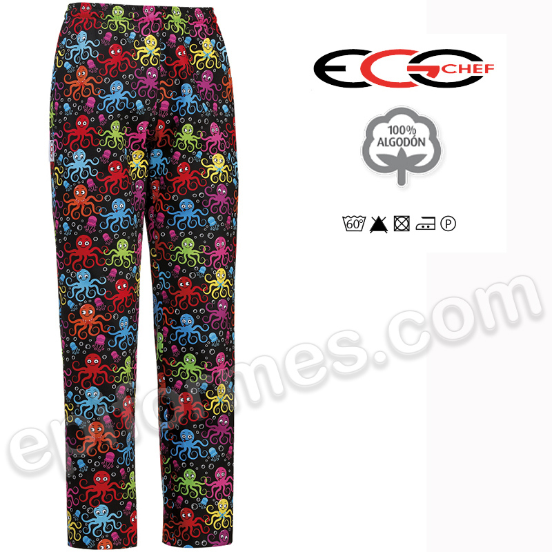 Pantalon chef cocina pulpos