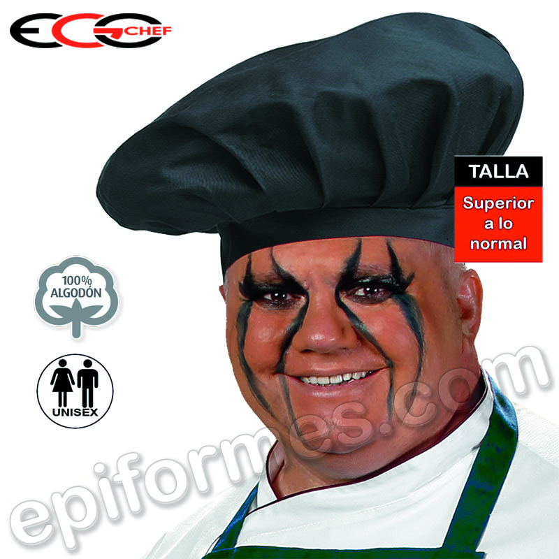 Gorro chef talla extragrande negro