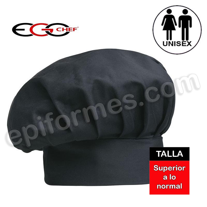 Gorro chef talla extragrande negro