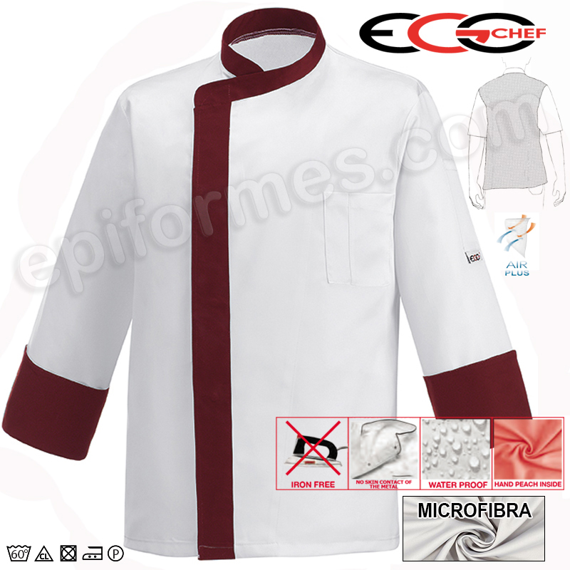 Chaqueta cocina Extra Dry  blanca/burdeos