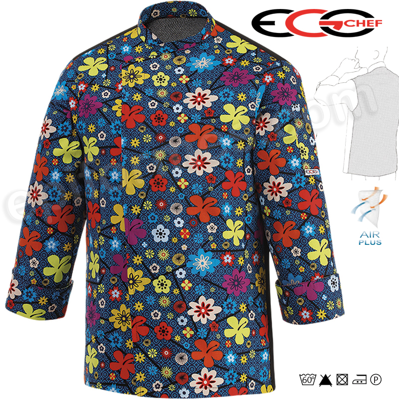 Chaqueta egochef Cocinero flores