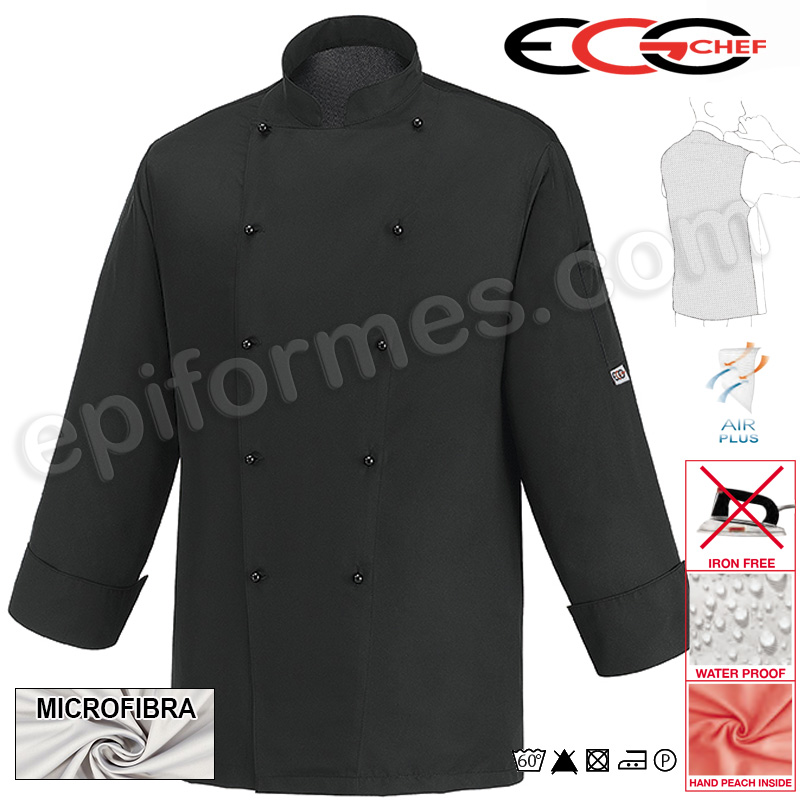 Chaqueta cocina ice negra en microfibra