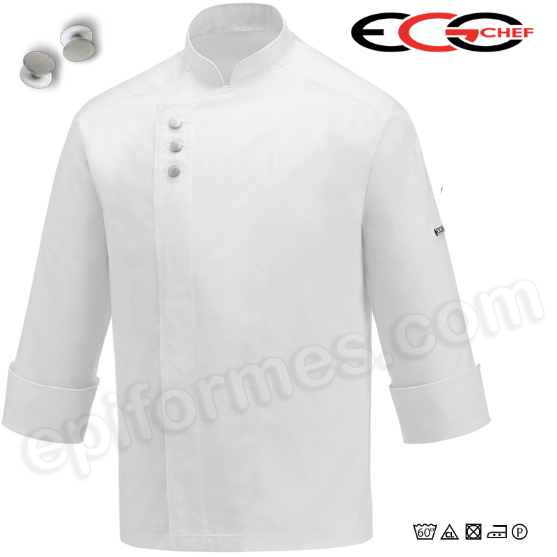 Chaqueta cocinero 3 botones, blanca