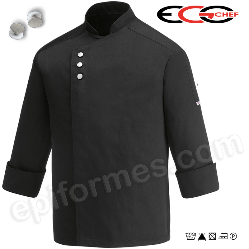 Chaqueta cocinero 3 botones, negra