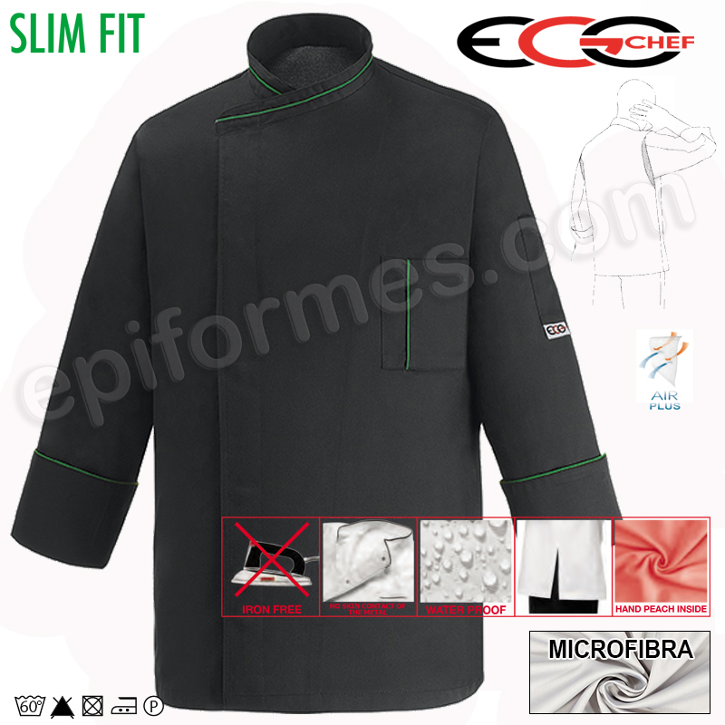 Chaqueta cocinero slim fit negra