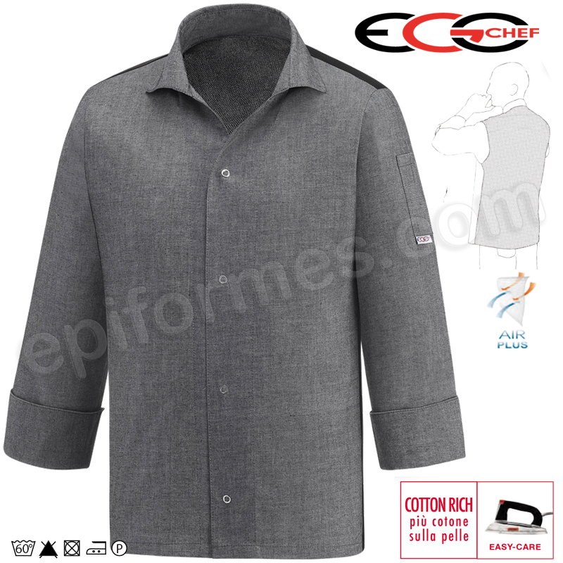 Chaqueta cocinero tipo camisa, gris