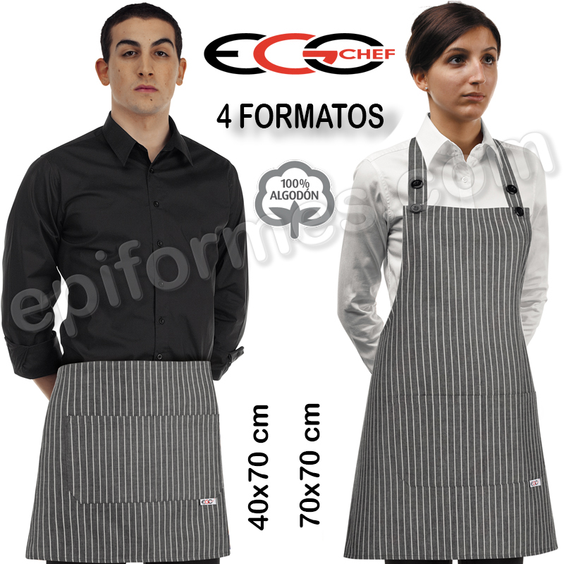 Delantales Egochef Modelo New grey stripe