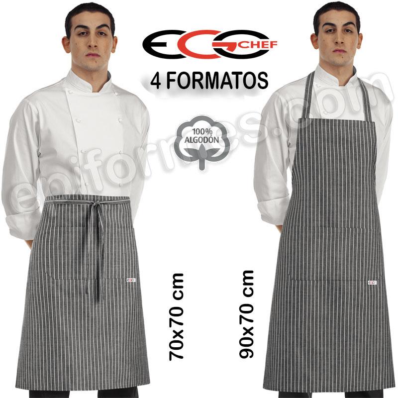 Delantales Egochef Modelo New grey stripe