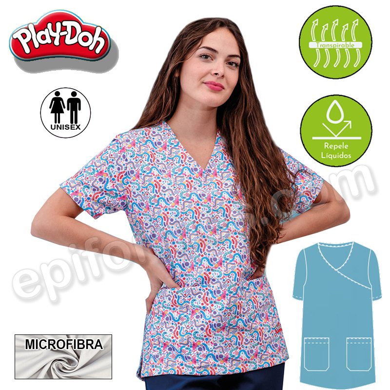 Casaca sanitaria microfibra estampada Play Doh
