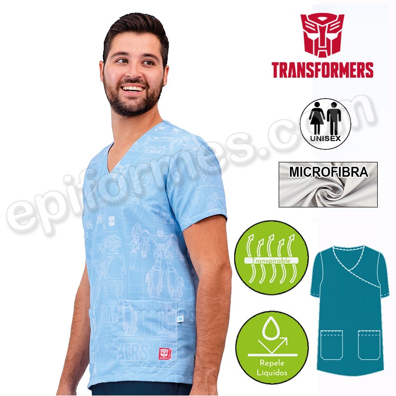 Casaca sanitaria microfibra estampada Transformers