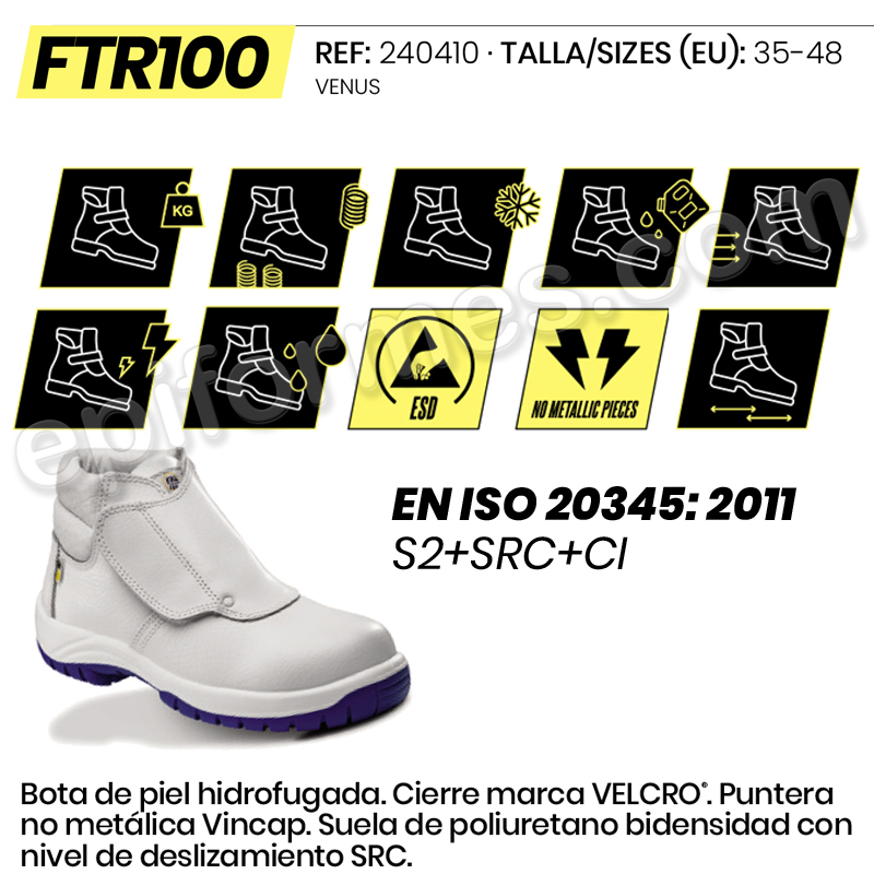 Bota de piel hidrofugada. Puntera no metálica