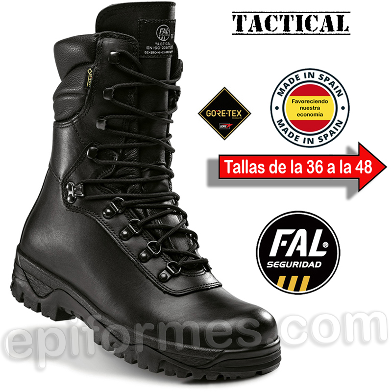 Bota táctical, piel flor hidrofugada + gore-tex