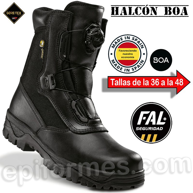 Bota táctica, Halcon Boa, de piel, cordura hidrofugada.