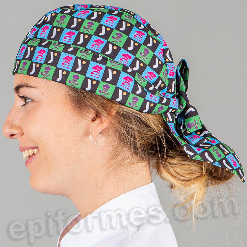 Bandana cocinero estampada iconos