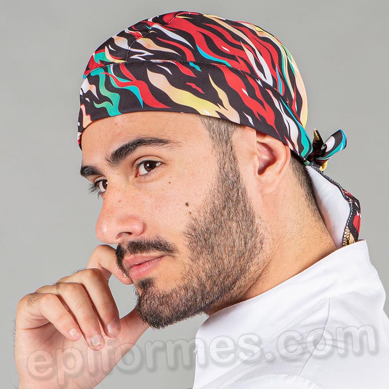 Bandana  cocinero estampada llamas