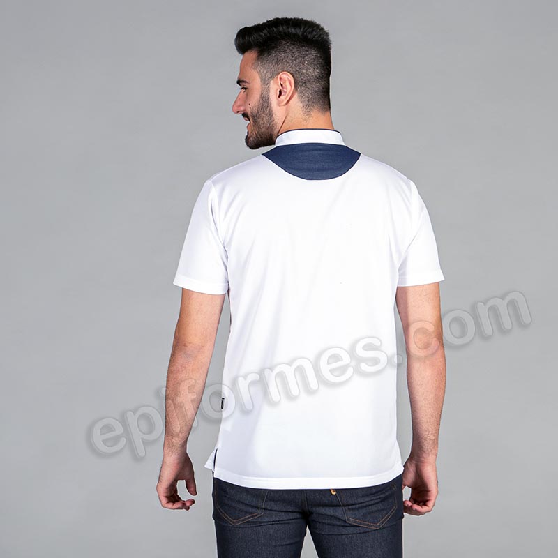 Polo cuello mao en tejano blanco