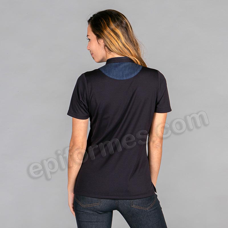 Polo cuello mao en tejano negro