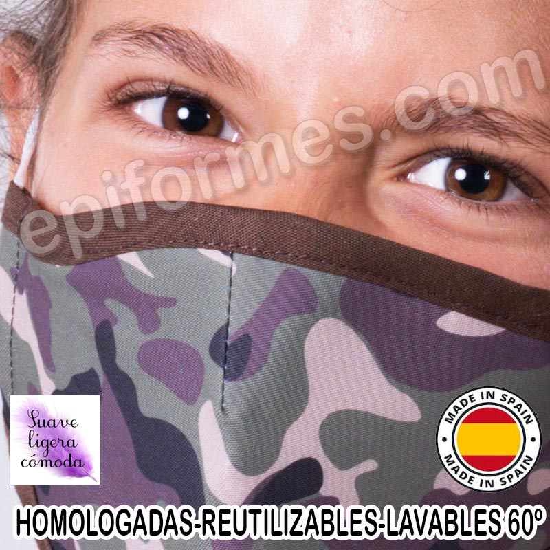 Mascarilla infantil HOMOLOGADA REUTILIZABLE camuflaje