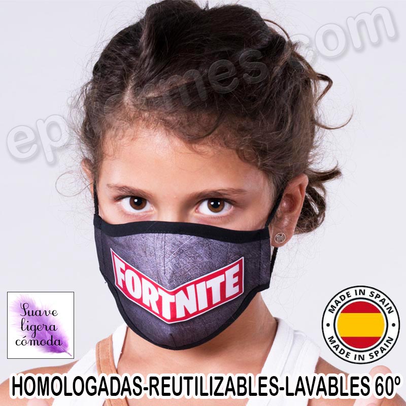 Mascarilla infantil HOMOLOGADA REUTILIZABLE fortni...