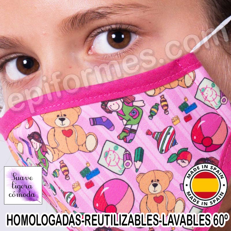 Mascarilla infantil HOMOLOGADA REUTILIZABLE juguetes