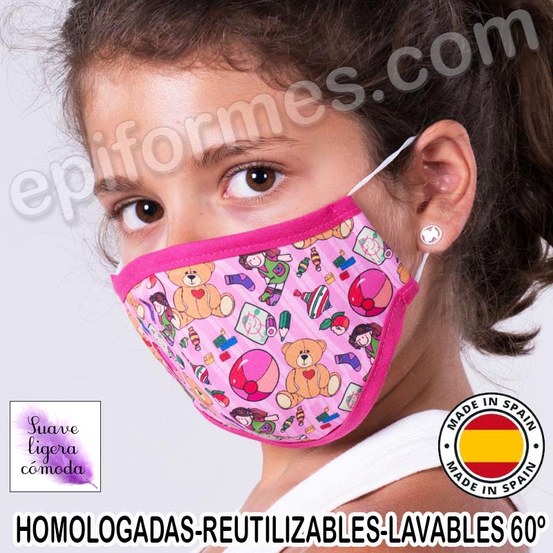 Mascarilla infantil HOMOLOGADA REUTILIZABLE juguetes