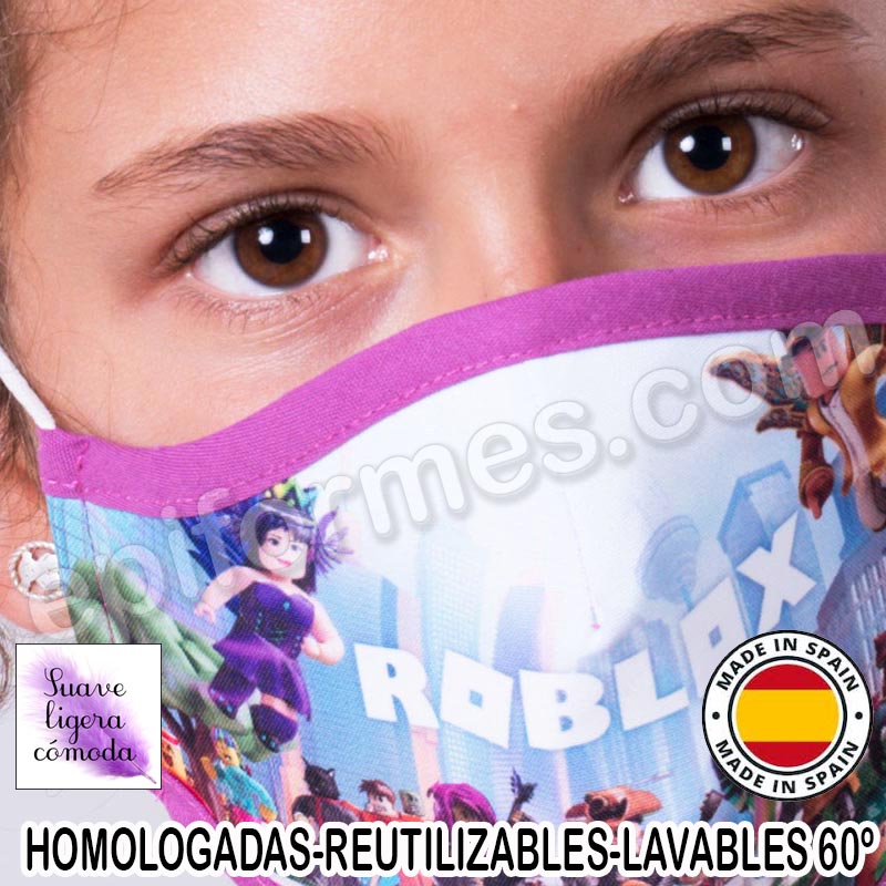 Mascarilla infantil HOMOLOGADA REUTILIZABLE roblox