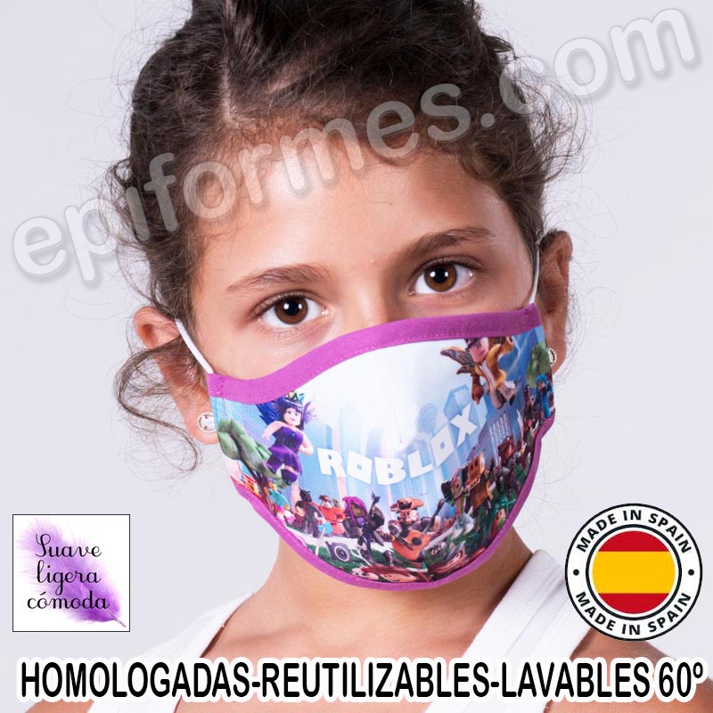 Mascarilla infantil HOMOLOGADA REUTILIZABLE roblox