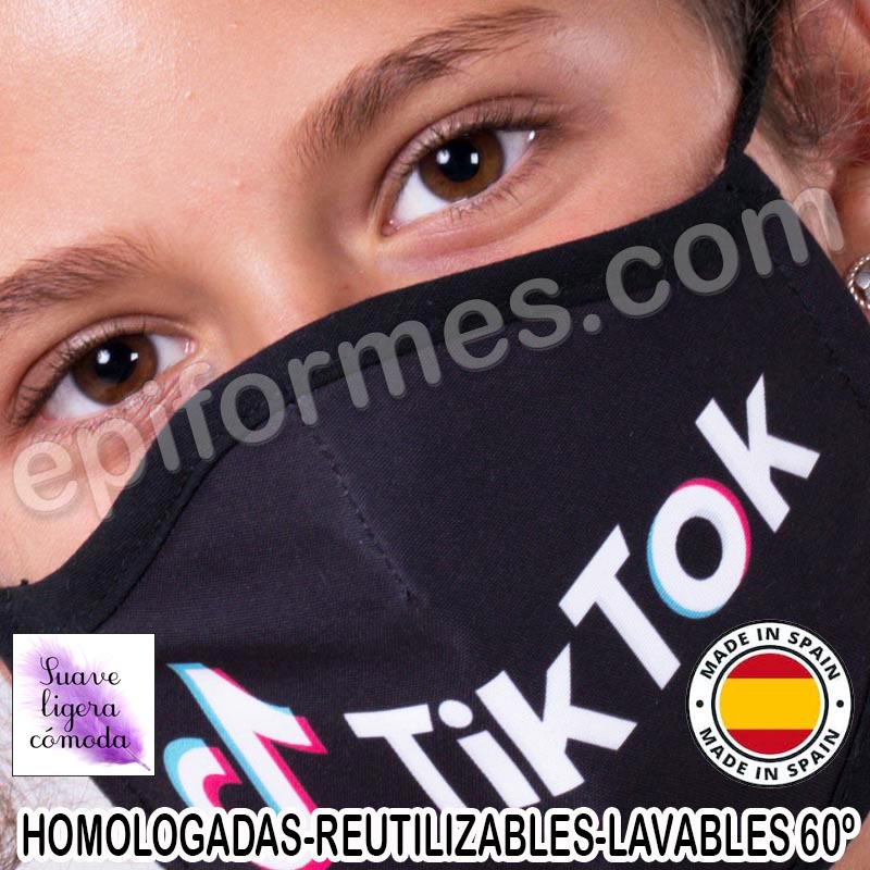 Mascarilla infantil HOMOLOGADA REUTILIZABLE Tik Tok