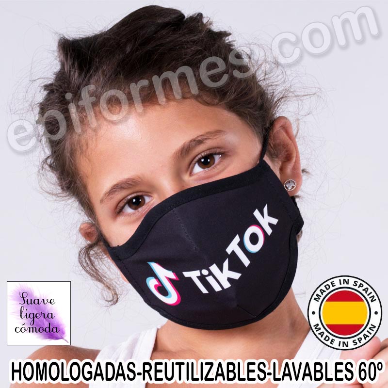 Mascarilla infantil HOMOLOGADA REUTILIZABLE Tik Tok