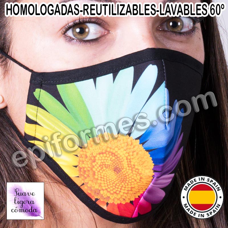 Mascarilla HOMOLOGADA  flor colores