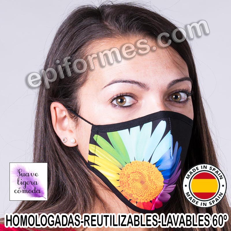 Mascarilla HOMOLOGADA  flor colores