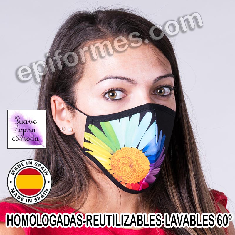 Mascarilla HOMOLOGADA  flor colores