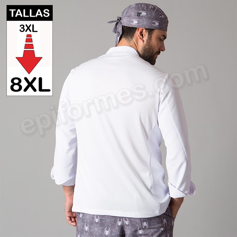 Chaqueta cocina MICROFIBRA blanca talla especial