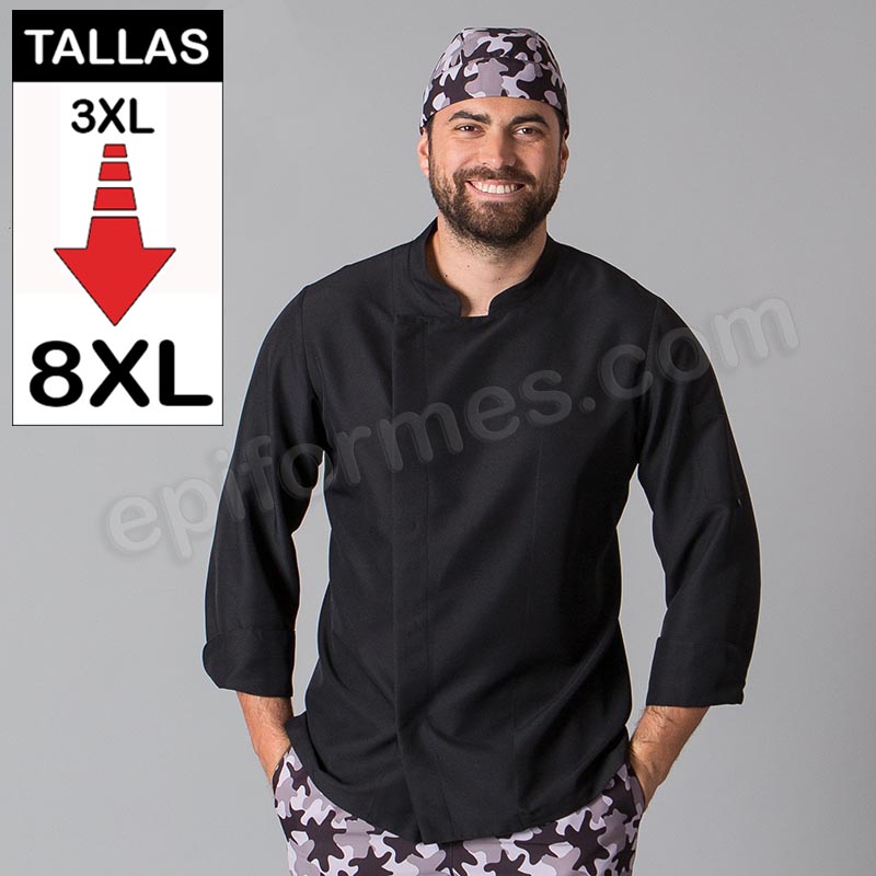 Chaqueta cocina MICROFIBRA negra talla especial