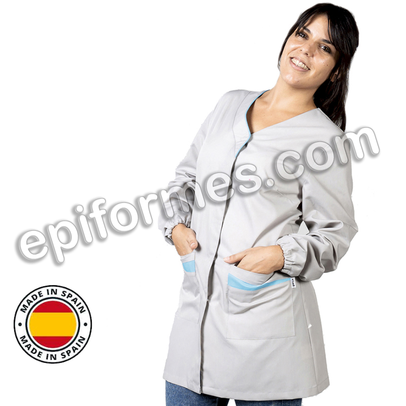 Bata maestra  antibacterias lisa,turquesa