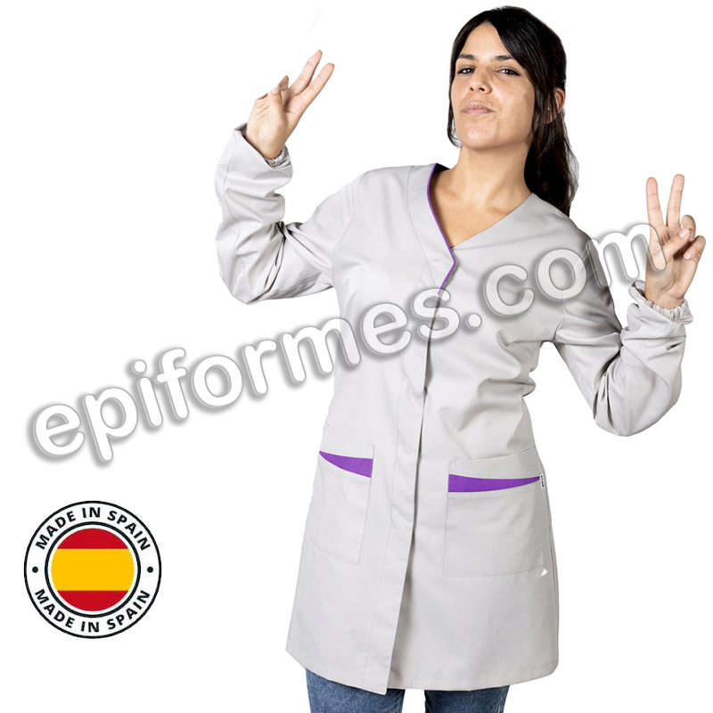 Bata maestra  antibacterias lisa,malva