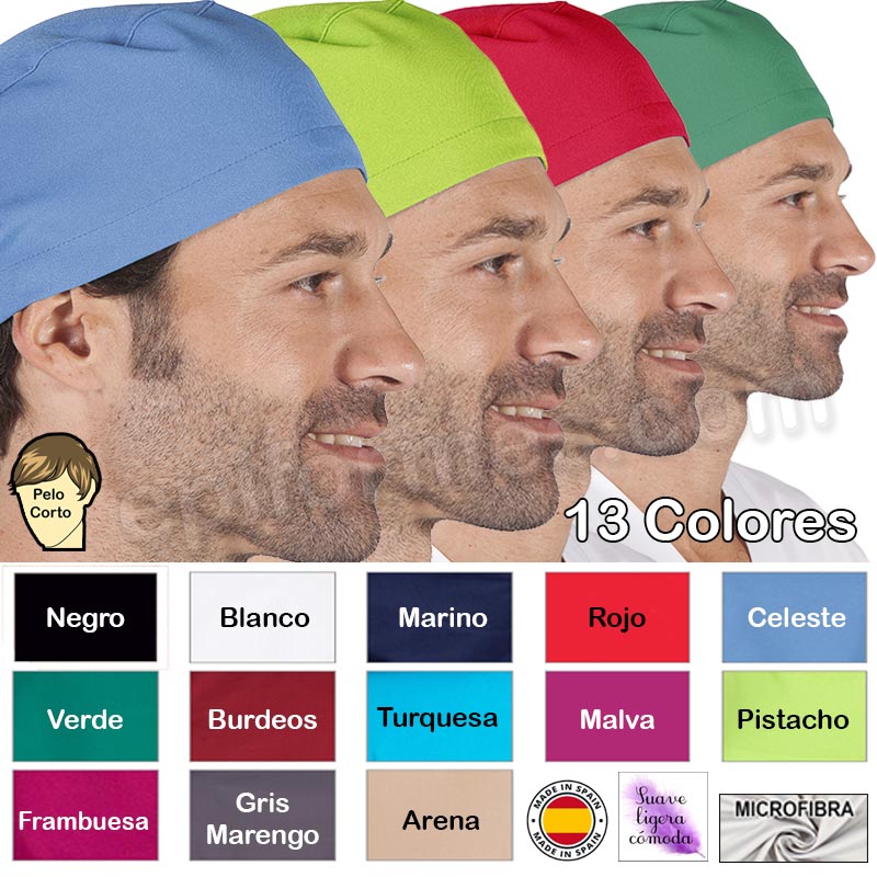 Gorro cirujano pelo corto MICROFIBRA 13 colores